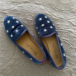 Del Toro Navy Star Velvet Slippers